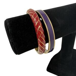 LOT Of Two Bracelet Bangles Red Blue Gold Tone Measurements In Pics